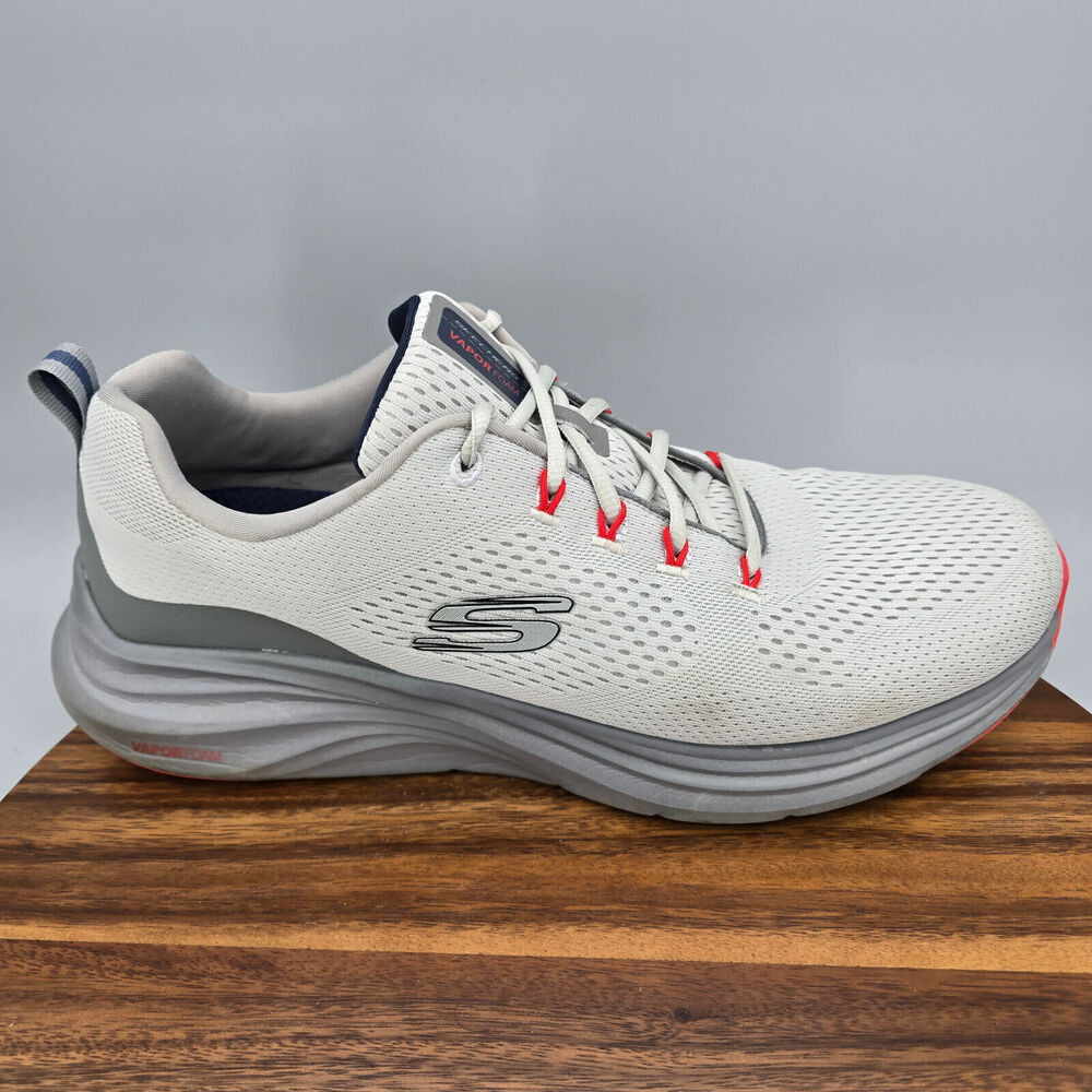 Skechers Shoes Men's 14 Gray Orange Mesh Lace Up Athletic Running Sneakers - Picture 1 of 9